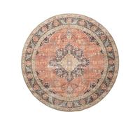 FRAAI | Home & Living Tapis d'intérieur et d'extérieur Rond - Kairo Medallion Terra/Bleu Foncé - Ø 200cm - Tapis Exterieur Resistant Pluie - Round - Terrasse, Jardin, Balcon