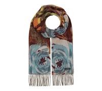 FRAAS écharpe Cashmink Scarf With Romantic Floral Design True Blue