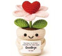 Frabaca Cadeau d'adieu pour collègues de travail - Plante florale en forme de cœur au crochet - Dire adieu si dur - Jolie décoration de bureau faite à la main - Pour une sortie unique pour un ami, un