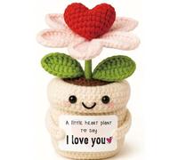 Frabaca Décoration de Noël faite à la main en forme de cœur en crochet avec inscription « A Little Plant to Say I Love You » - Cadeau unique pour anniversaire, anniversaire de mariage, Saint-Valentin