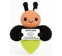 Frabaca Peluche luciole au crochet to My Love - Cadeau romantique fait à la main avec jolie carte de message - Noël, Saint-Valentin, anniversaire de mariage, cadeau d'anniversaire pour petite amie