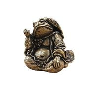 Frabakas Master Toad Frog Antique Cuivre Laiton Figurines Statues Centre de Table Miniatures Presse-papier Collectibles Décoration d'intérieur Cadeaux Art Artisanat 5,4 cm x 5,6 cm