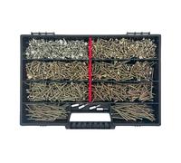 FRACKMANN Jeu de vis 1900 pièces, avec embouts TX et coffret d'assortiment, vis Torx 3 x 12, 3 x 50, assortiment de vis à bois, pour l'aménagement intérieur et la construction de meubles