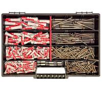 FRACKMANN Kit de vis - Avec chevilles fischer DuoPower - 280 pièces dans un coffret assortiment - 6 embouts Torx - Tailles 5 x 25 à 10 x 50 mm - Kit de fixation professionnel pour bricolage, béton