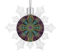 Fractal Art Flocons de neige décoratifs en plastique à paillettes pour sapin de Noël et fêtes