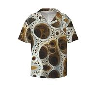 Fractal Circular Lattice Chemise à manches courtes pour homme Imprimé décontracté Boutonné Tailles S-4XL, noir, XX-Large