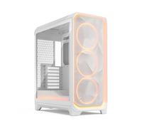 Fractal Design Meshify 3 Ambience Pro RGB White Tempered Glass Clear Tint - High Airflow PC Gaming Case - Mesh Front Panel - Adjust Pro Hub and Three ARGB Momentum 14 Fans Included