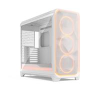 Fractal Design Meshify 3 XL Ambience Pro RGB White Tempered Glass Clear Tint High Airflow PC Gaming Case - Mesh Front Panel - Adjust Pro Hub and Three ARGB Momentum 14 Fans Included