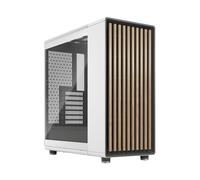 Fractal Design North Chalk White Tempered Glass Clear - Wood Oak Front - Glass Side Panel - Two 140mm Aspect PWM Fans Included - Intuitive Interior Layout Design - ATX Mid Tower PC Gaming Case