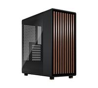 Fractal Design North Charcoal Black Tempered Glass Dark - Façade en Bois de Noyer - Panneau latéral en Verre - Deux Ventilateurs Aspect PWM de 140 mm Inclus - USB Type-C