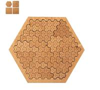 Fractal Tray Puzzle, Hard Difficult Wooden Jigsaw Puzzles for Adults, Portable Impossible Reverse Thinking Challenging No Image Puzzle with Frame (4pcs)
