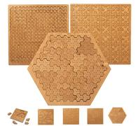 Fractal Tray Puzzles, Hard Difficult Wooden Puzzle Tray, Portable Impossible Reverse Thinking Challenging No Image Fractal 3D Puzzles, Mind Bending Wooden Puzzle (B 3PCS)
