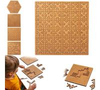 Fractal Tray Puzzles, Hard Irregular Wooden Jigsaw Fractal Puzzle, Hard Difficult Wooden Jigsaw Puzzles for Adults, Portable Impossible Reverse Thinking Challenging No Image Puzzle (Square)
