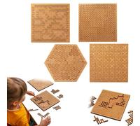 Fractal Tray Puzzles, Hard Irregular Wooden Jigsaw Fractal Puzzle, Hard Difficult Wooden Jigsaw Puzzles for Adults, Portable Impossible Reverse Thinking Challenging No Image Puzzle (4 Pcs)