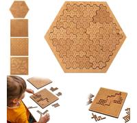 Fractal Tray Puzzles, Hard Irregular Wooden Jigsaw Fractal Puzzle, Hard Difficult Wooden Jigsaw Puzzles for Adults, Portable Impossible Reverse Thinking Challenging No Image Puzzle (Hexagonal)