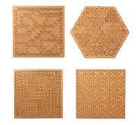 Fractal Tray Puzzles, Hard Wooden Jigsaw Puzzle for Adults, Mind-Bending Irregular Design, Portable Puzzle for Reverse Thinking and Family Fun (4pcs)