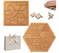 Fractal Tray Puzzles, Unique Irregular Creative Labyrinth Impossible Difficult, Mind Bending Wooden Jigsaw Puzzle, for Adults Reverse Thinking Challenging Irregular Jigsaw with Frame (2PCS-3)
