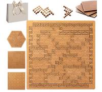 Fractal Tray Puzzles, Unique Irregular Creative Labyrinth Impossible Difficult, Mind Bending Wooden Jigsaw Puzzle, for Adults Reverse Thinking Challenging Irregular Jigsaw with Frame (A)