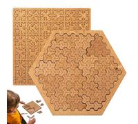 Fractal Tray Puzzles, Unique Irregular Creative Labyrinth, Mind Bending Wooden Jigsaw Puzzle, for Adults Reverse Thinking Challenging Irregular Jigsaw (Hexagon+Square B)