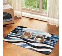 Fractal Wave Future City Tapis d'alimentation en cuir absorbant pour chien et chat - Imperméable - Ne tache pas - Séchage rapide - Antidérapant - 45 x 30 cm