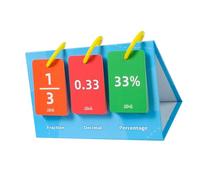 Fractions et équivalence, graphique inversé, apprentissage des mathématiques, cartes d'exercice en mathématiques scolaires, école, salle de ccessoires, fracture décimale en pourcentage