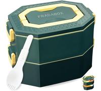 FRADABOX® Boîte à déjeuner « Jules » à 2 étages, en acier inoxydable de qualité supérieure, sans BPA, avec couverts, idéale pour les déplacements, avec compartiments, pour adultes, anti-fuite et passe