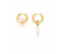 Fräulein Wunder Boucles d'oreilles 'Ohrringe Creolen Süsswasserperlen Mixed Edelstahl Gold' or, Taille 1 x 4 cm