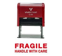 Fragile Handle with Care auto-encreur Tampon en caoutchouc 3/4" x 1-7/8" - Large Red