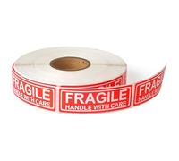 Fragile Stickers for Shipping, Bold Handle with Care Labels, Roll Pack Bright Red Warning Tags for Boxes, Glassware, Electronics, Furniture, Delivery, Retail Stores, Moving, Warehouse, Business Use