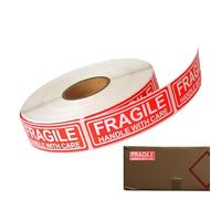 Fragile Stickers for Shipping - Handle with Care Labels for Shipping Boxes | Strong Adhesive with Bold Crimson Ink & High Visibility Warning for Retail Stores, Business, Home and Warehouse