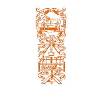 Fragment d'une image de la Confrérie des charpentiers de Paris, gravure d'époque du XVIIe siècle Stickers muraux 42x101.6cm Fourni avec un kit de film de transfert Orange