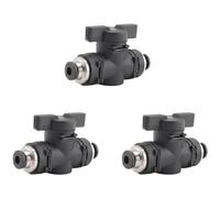 Frahou 4 mm Push Connect Valve Ball Valve 4 mm Air Control Valve Quick Connect Valve Tube Fittings 3 Pack Easy Install