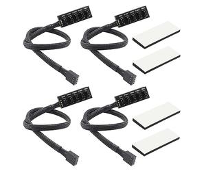 Frahou 4 Pcs PWM Fan Hub, PC CPU Refroidissement 4 Broches/3 Broches Ventilateur Câble D'Alimentation Hub Répartiteur Adaptateur Manchon PWM Boîtier Ventilateur Répartiteur Haute Qualité