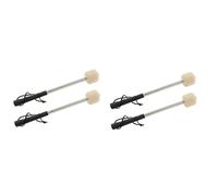 Frahou Lot de 4 maillets de tambour en acier 12,5 avec manche en acier inoxydable, maillets de tambour en laine antidérapants
