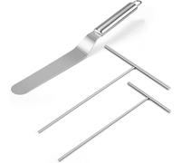 Frahou Spatule décalée courbée 30,5 cm, en acier inoxydable en forme de T, 17,8 cm et 12,7 cm, répartiteur à crêpes et spatules