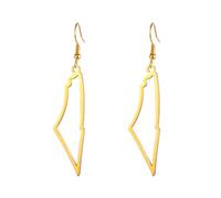 Frahou Une carte dorée de la Palestine comme boucles d'oreilles pour femme, carte géographique, boucles d'oreilles en acier inoxydable, bijoux