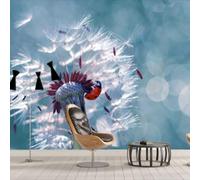 Fraîche Seulement Belle Fantaisie Pissenlit Coccinelle Papier Peint 3D Installation Facile Intissé Tapisserie Bureau Salon Canapé Chambre Décoration Murale-350cm×256cm