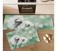 Frais Brumeux Lot de 2 Tapis Cuisine antidérapants, Pissenlit Absorbe l'eau l'huile, Cyan Clair Résistant à la poussière Tapis Cuisine pour l'intérieur - 50x80+50x120cm
