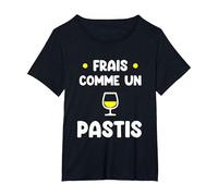 Frais comme Un Pastis Humour Alcool apéro T-Shirt, Femme Grandes Tailles, Noir, 6X