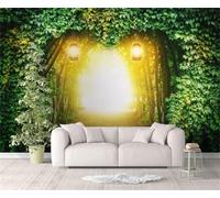 Frais Élégant Forêt Lanterne Arbre Vert Lanterne Canal Papier Peint 3D Installation Facile Intissé Tapisserie Bureau Salon Canapé Chambre Décoration Murale-300cm×210cm