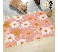 Frais Guérisseur Paillasson D'Entrée Discret Absorbant - 40 x 60 cm - Antidérapant -Marguerite Tapis De Sol pour Entrée d'animaux Salle De Bain - Rose Pêche
