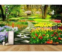 Frais Jardin En Trois Dimensions Parc Chemin Papier Peint 3D Installation Facile Intissé Tapisserie Bureau Salon Canapé Chambre Décoration Murale-150cm×105cm