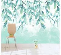 Frais Minimaliste Aquarelle Feuilles Vertes Papillons Papier Peint 3D Installation Facile Intissé Tapisserie Bureau Salon Canapé Chambre Décoration Murale-150cm×105cm