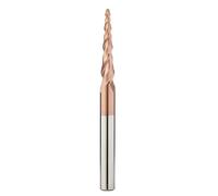 Fraise à bout sphérique conique 2 dents en carbure d'acier au tungstène, rayon de courbure R0,25-R2,0 mm, for machines CNC, dureté HRC55(Bronze,R1.0x47xD8x85)