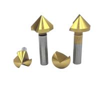 Fraise à chanfreiner à 90° Couteau à chanfreiner à manche droit 90°, placage en acier rapide, 1F, 3F, angle vif, perçage et chanfreinage intégrés 6 8 10 16(1F 12.4X90 2PCS)