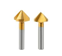 Fraise à chanfreiner à 90° Fraise à chanfreiner à 90 degrés M35, 1/5 pièces, avec foret en acier rapide au cobalt, à simple ou triple tranchant, à tige ronde(5pcs,40MM_3FLUTES)