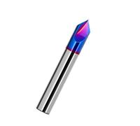 Fraise à chanfreiner en carbure à 90 degrés HRC65, fraise à rainure en V, 2-3 cannelures, revêtement bleu nano, outil de fraisage for métal, sculpture, chanfreinage, ébavurage(D4X50LX90R 2Flute)