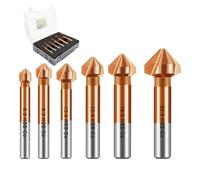 Fraise à Chanfreiner M35 Lot,DARTOTEK HSS 3 Tranchant 90 Degrees Foret à Fraiser Tool Plaqué cobalt coatings Ø 6.3-20.5 mm jeu de fraises et d'ébavureurs pour l'acier inoxydable, l'aluminium,métal