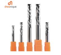 Fraise à compression pour le travail du bois, à double dent, spirale, en carbure, pour découpe ascendante et descendante, outil de fraisage CNC, fraises à queue pour routeur à bois