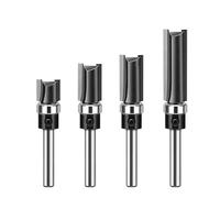 Fraise à défoncer droite tige de 6 mm, 1/4", for copier, rogner, ligne coupe, fraiseuse, outils travail du bois(4PCS SET 6.35 Shank)